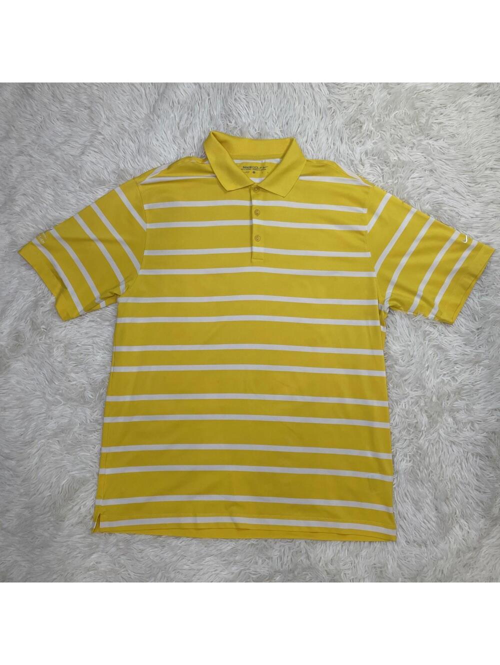 Nike Golf Dri Fit Large. Yellow With White Stripes. Great Condition!